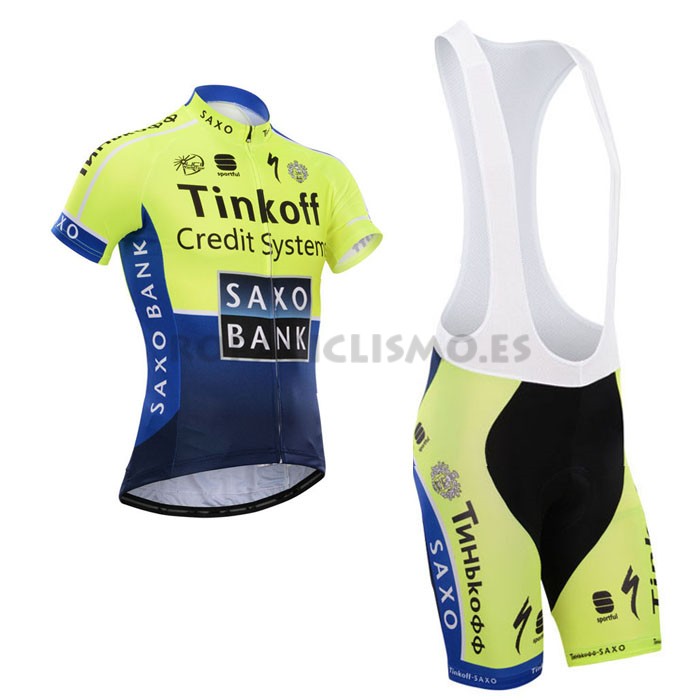 2014 Maillot Saxobank tirantes mangas cortas amarillo